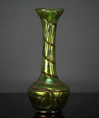 A And Huge Art Nouveau Vase Iridescent Pallme Konig Spider Web 1900