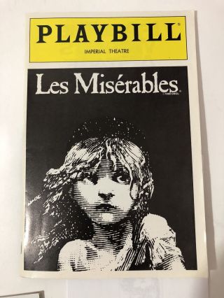 Playbill Les Miserables Imperial Theatre 1992 October
