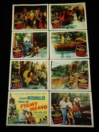 Pygmy Island 1950 Johnny Weissmuller As Jungle Jim Complete Lobby Card Set