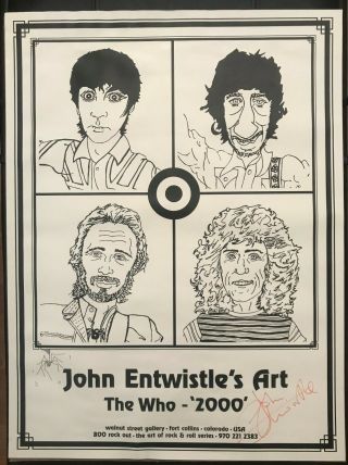John Entwistle Art The Who 2000 Autograph Auto Signed Poster