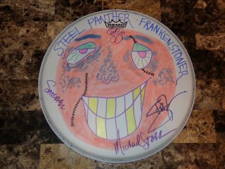 Steel Panther Rare Band Signed Autographed Drumhead Artwork Sketch Authentic
