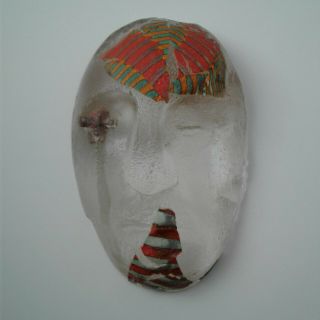 Abstract,  Modernist Art Glass Face Mask Sculpture - 9 " X 5.  75 " - Wow