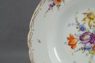 Set of 5 Franziska Hirsch Dresden Hand Painted Floral & Gold Rimmed Soup Bowls 10
