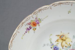 Set of 5 Franziska Hirsch Dresden Hand Painted Floral & Gold Rimmed Soup Bowls 5