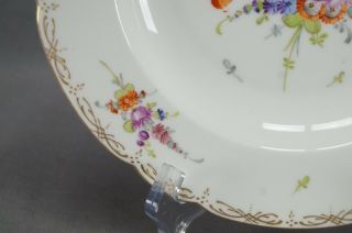 Set of 5 Franziska Hirsch Dresden Hand Painted Floral & Gold Rimmed Soup Bowls 9