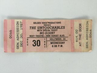 Rare C.  1987 Ticket Stub Ska Untouchables & No Doubt @ Roxy 12/30/87 Gwen Stefani