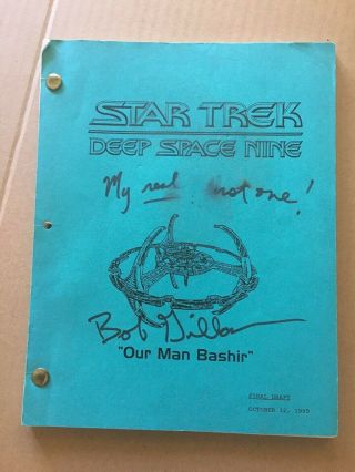Star Trek Deep Space Nine Script " Our Man Bashir " Signed By Writer Bob Gillan