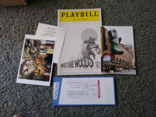 Playbill 1989 Martin Beck Theatre Into The Woods W/ Ticket Stub And Postcards