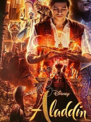 Aladdin DS Movie Poster CAST SIGNED Premiere Mena Massoud Will Smith Naomi Scott 3