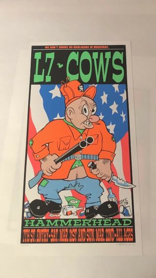 Rare Frank Kozik 1992 L7 Cows Poster S/n