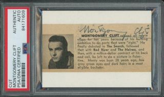 Montgomery Clift (1920 - 1966) Autograph Cut | Signed - Psa/dna Certified Monty