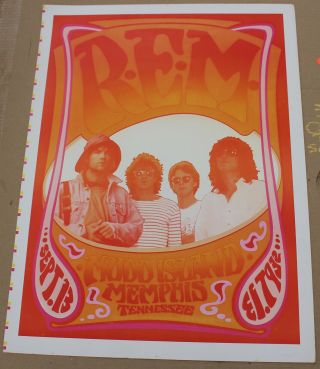 R.  E.  M.  Griffin Tuten Tennessee Concert Poster Mudd Island 1986 Signed Print Rem
