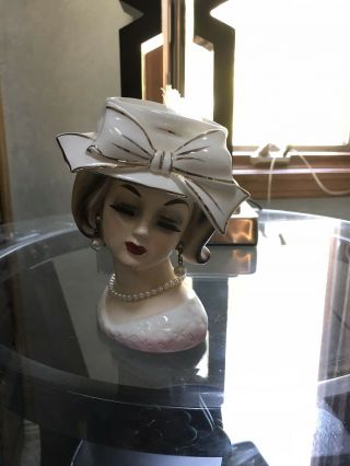 Enesco Rare Hat Lady Head Vase