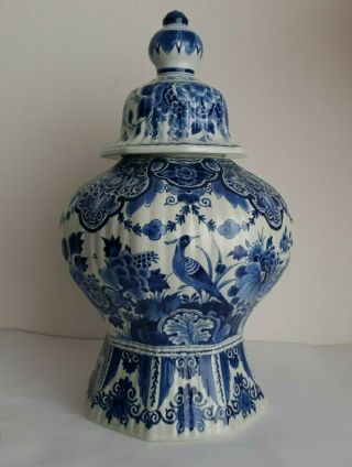 Porceleyne Fles Royal Xxl Delft Vase With Lid - Ginger Jar 17.  7 Inch 45 Cm Rare