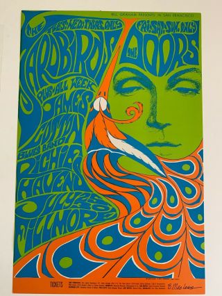 Bg75 Poster 1967 Doors Yardbirds 3rd Print Signed Bonnie Maclean Cgc Fd Aor