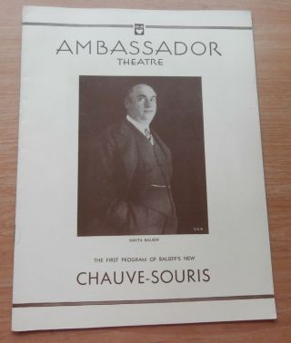 Vintae 1931 Playbill York Ambassador Theater Chauve - Souris