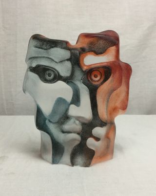 Mats Jonasson - Mask 2 Face - Signed Art Glass Sculpture - Mask Series 65109