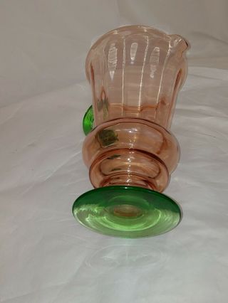 ANTIQUE PITCHER Depression Glass WATERMELON Pink & Green Tiffin Style Uranium 12