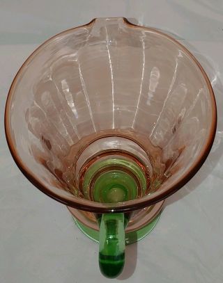ANTIQUE PITCHER Depression Glass WATERMELON Pink & Green Tiffin Style Uranium 3