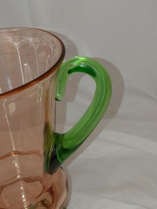 ANTIQUE PITCHER Depression Glass WATERMELON Pink & Green Tiffin Style Uranium 4