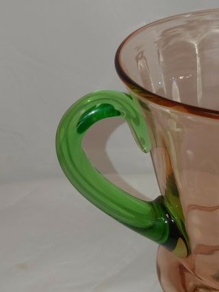ANTIQUE PITCHER Depression Glass WATERMELON Pink & Green Tiffin Style Uranium 5
