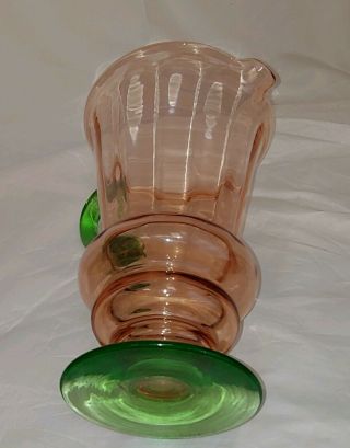 ANTIQUE PITCHER Depression Glass WATERMELON Pink & Green Tiffin Style Uranium 7
