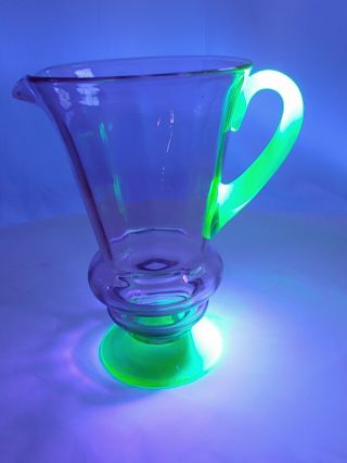ANTIQUE PITCHER Depression Glass WATERMELON Pink & Green Tiffin Style Uranium 9