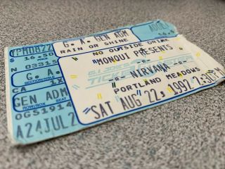 8 - 22 - 1992 Nirvana Portland Concert Ticket Stub Kurt Cobain Dave Grohl Nevermind
