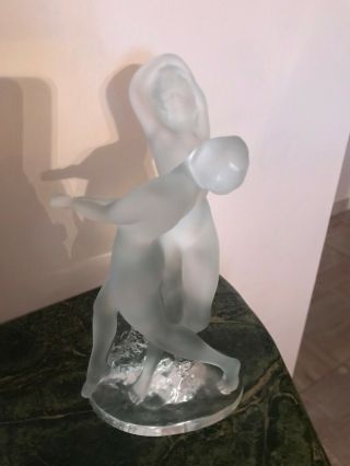 Lalique France Crystal Deux Danseuses Two Nude Women Dancers Figurine