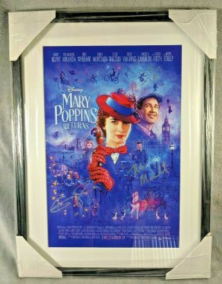 Mary Poppins Returns Promo Poster Hand Signed Emily Blunt Lin - Manuel Miranda