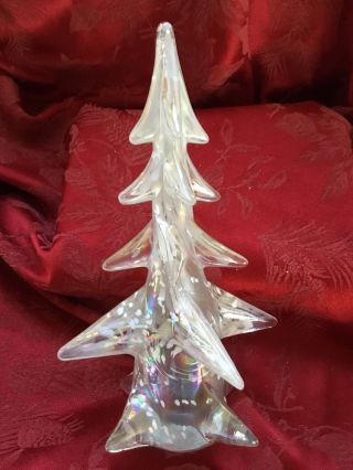 Flawless Exquisite Murano Italy Art Glass White Iridescent Tiered Christmas Tree