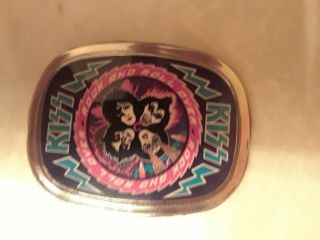 VINTAGE 1977 KISS ROCK AND ROLL OVER PACIFICA BELT BUCKLE AUCOIN RARE HTF 10