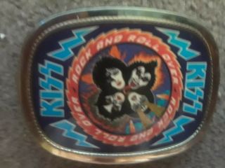 VINTAGE 1977 KISS ROCK AND ROLL OVER PACIFICA BELT BUCKLE AUCOIN RARE HTF 2