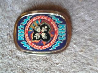 VINTAGE 1977 KISS ROCK AND ROLL OVER PACIFICA BELT BUCKLE AUCOIN RARE HTF 3