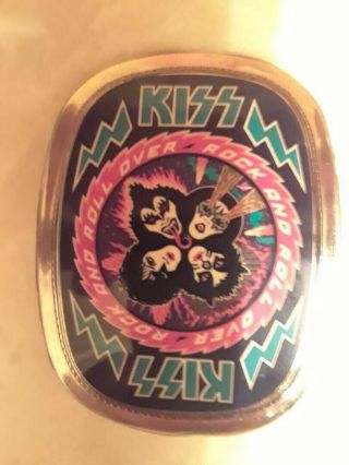 VINTAGE 1977 KISS ROCK AND ROLL OVER PACIFICA BELT BUCKLE AUCOIN RARE HTF 7