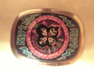 VINTAGE 1977 KISS ROCK AND ROLL OVER PACIFICA BELT BUCKLE AUCOIN RARE HTF 9
