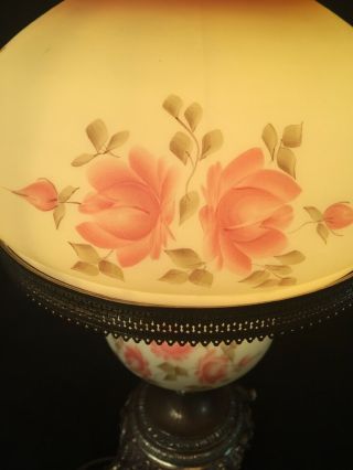 Fenton Burmese Lamp Hand Painted By Diane Gessel Table Student Lamp Roses