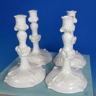 Nymphenburg Porcelain - Blanc De Chine - 1088 - Set Of 4 Candlesticks