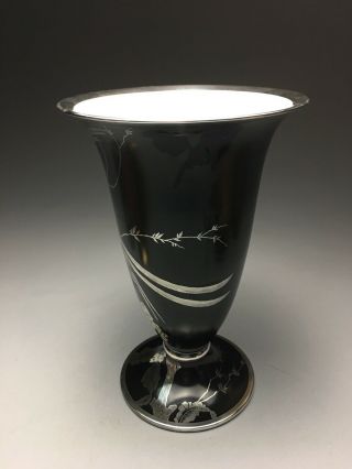 Outstanding Rosenthal German Porcelain Art Deco Silver Overlay Parrot Bird Vase 3
