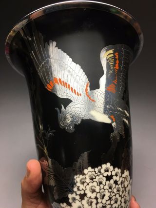Outstanding Rosenthal German Porcelain Art Deco Silver Overlay Parrot Bird Vase 5