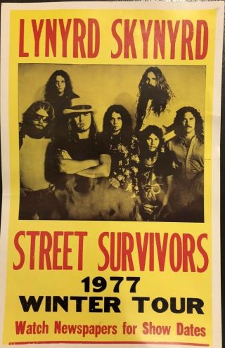 Lynyrd Skynyrd Poster 1977 Street Survivor Winter Tour 14 X 22 Rare