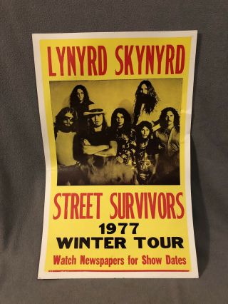 Lynyrd Skynyrd Poster 1977 Street Survivor Winter Tour 14 X 22 Rare 2