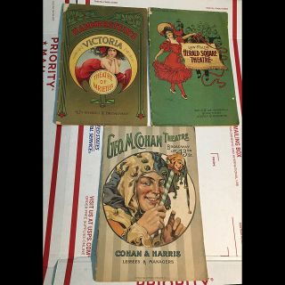 3 1910s Large Broadway Nyc Theater Playbills - Great Colorful Covers