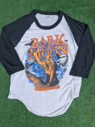 1984 Ozzy Osbourne Bark At The Moon Tour Raglan Shirt L Thin Vintage