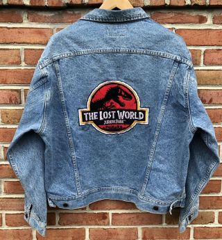 Vintage Jurassic Park The Lost World Trucker Jacket Lee Denim Dinosaur Mens Xl