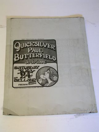 Paul Butterfield & Quicksilver Poster Tin Printing Plate By Randy Tuten