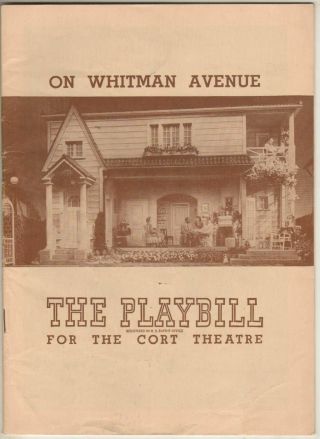 Canada Lee " On Whitman Avenue " Playbill 1946 Will Geer,  Hilda Vaughn