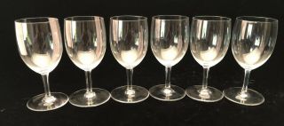 Set Of 6 Baccarat Crystal Red Wine Glasses With Hexagon Stems And Acid Mark.