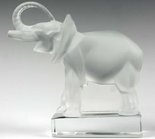 Lalique France Art Glass Crystal Deco Stylized Elephant Figural Sculpture Nr Hld