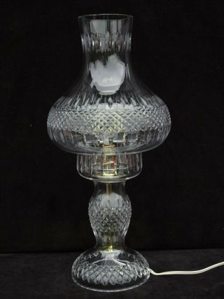 Brilliant Vintage Waterford Crystal 2 Pc.  Electric Hurricane Lamp 17 1/4 " Tall